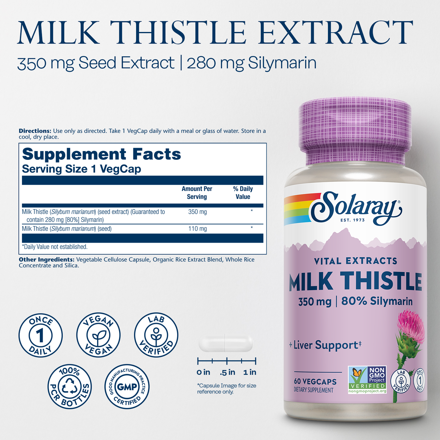 Vital Extracts Milk Thistle. 350 mg