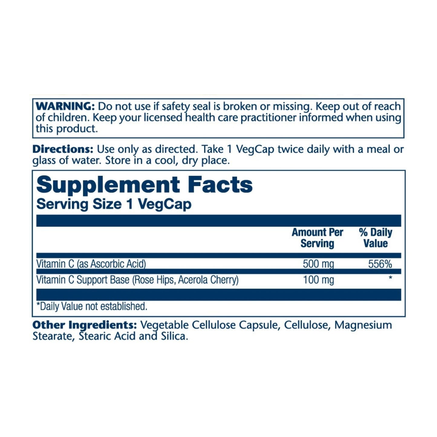 Vitamin C Timed Release with Rose Hips & Acerola. 500 mg